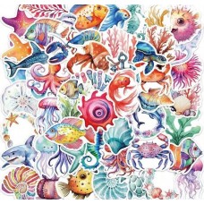 Set 50 Stickers Animales Marinos Decorativos